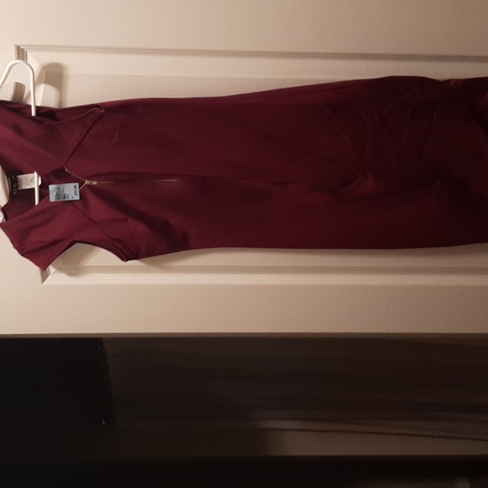 Burgundy zip up dress
